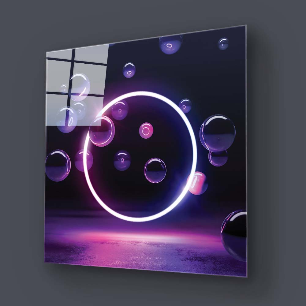 Neon Bubbles Glass Wall Art