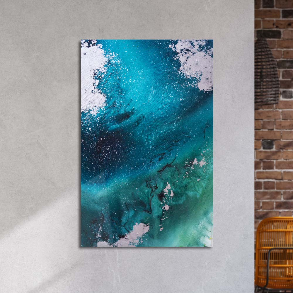 Ocean Seascape with Seafoam Glass Wall Art