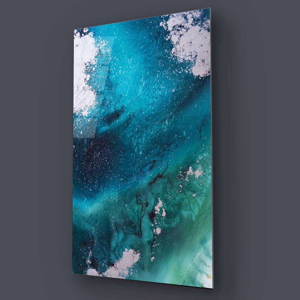 Ocean Seascape with Seafoam Glass Wall Art