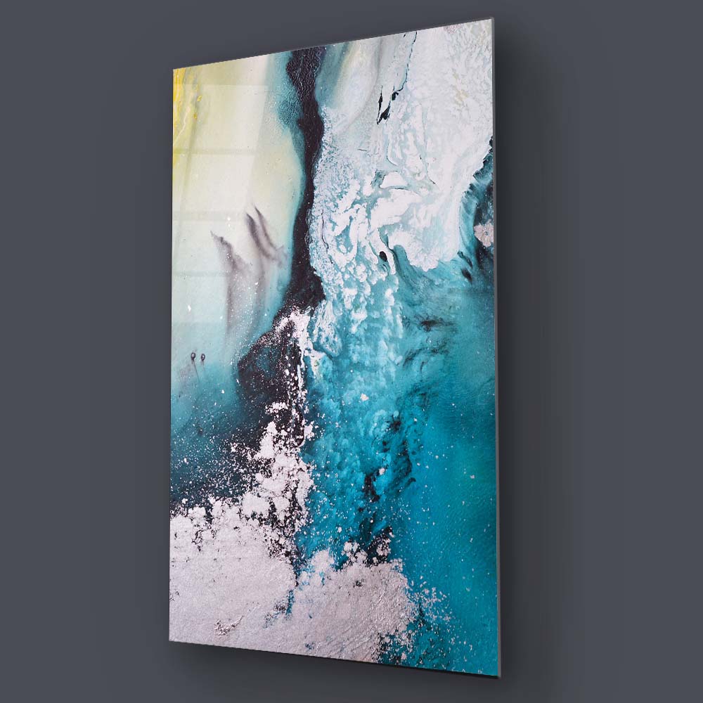 Ocean Seascape with Yellow Accents Glass Wall Art