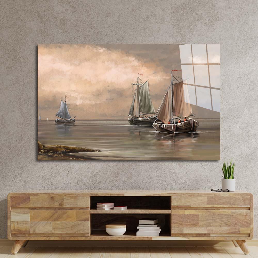 Sailing Boats Glass Wall Art