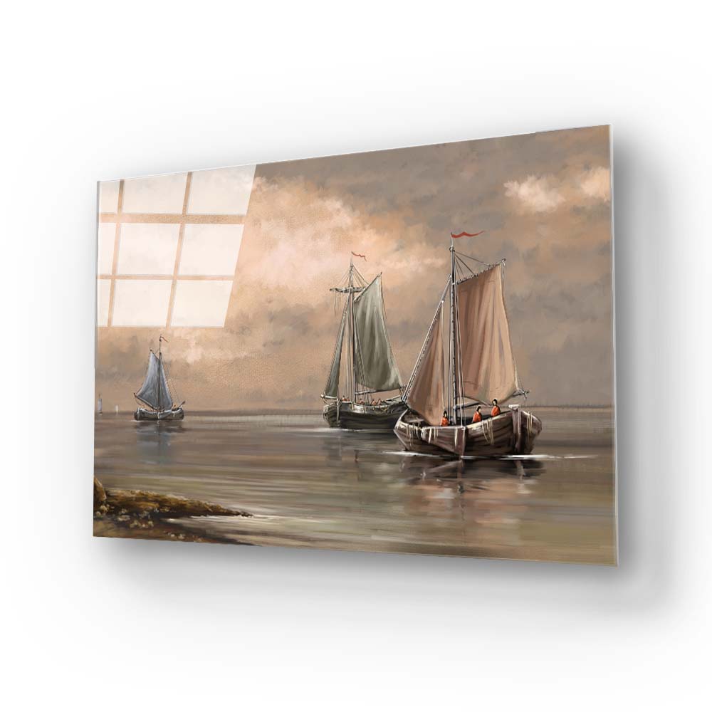 Sailing Boats Glass Wall Art