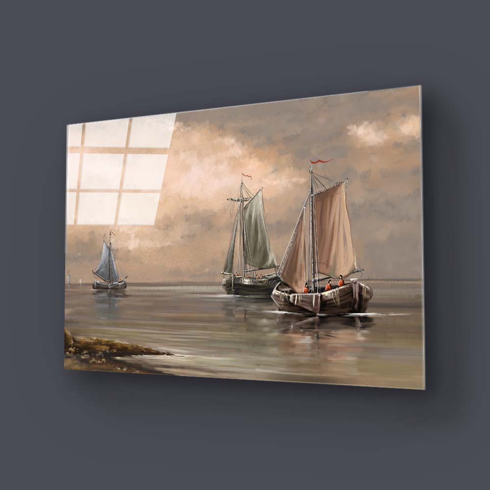 Sailing Boats Glass Wall Art