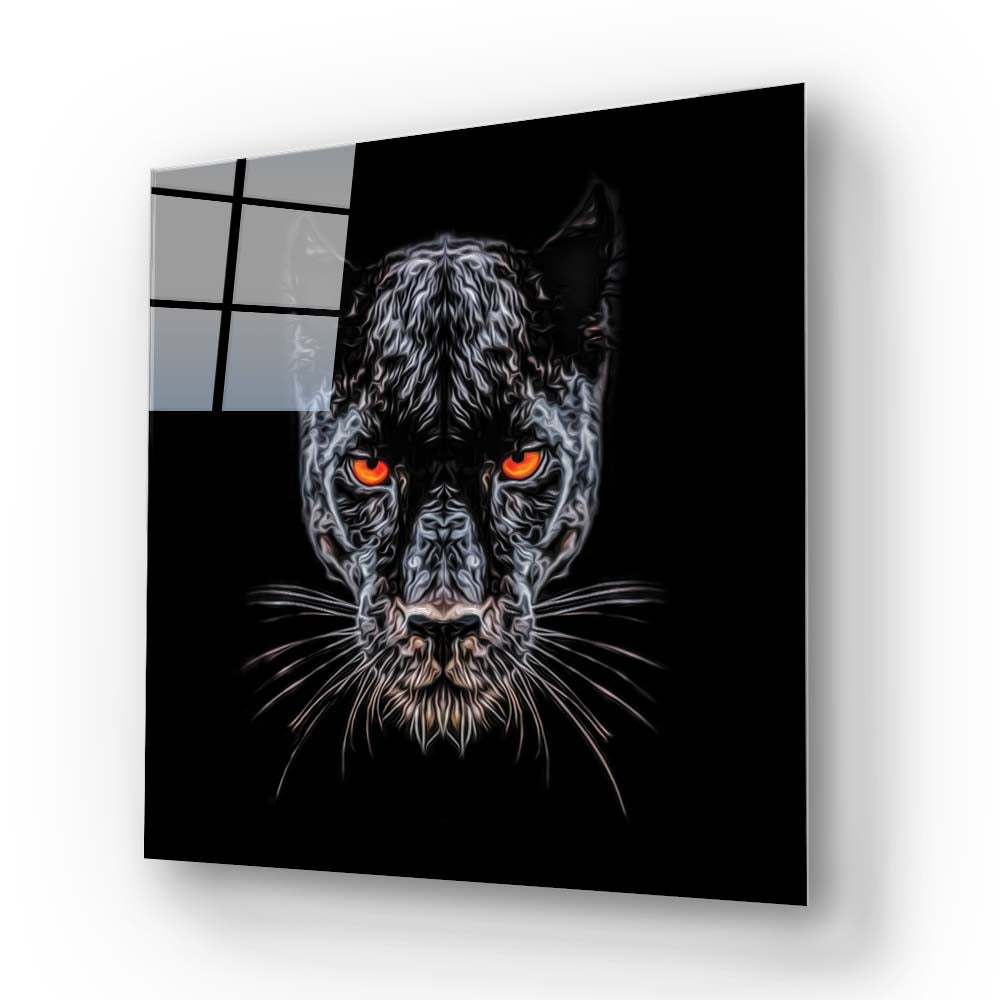 Orange Eyes Panther Glass Wall Art