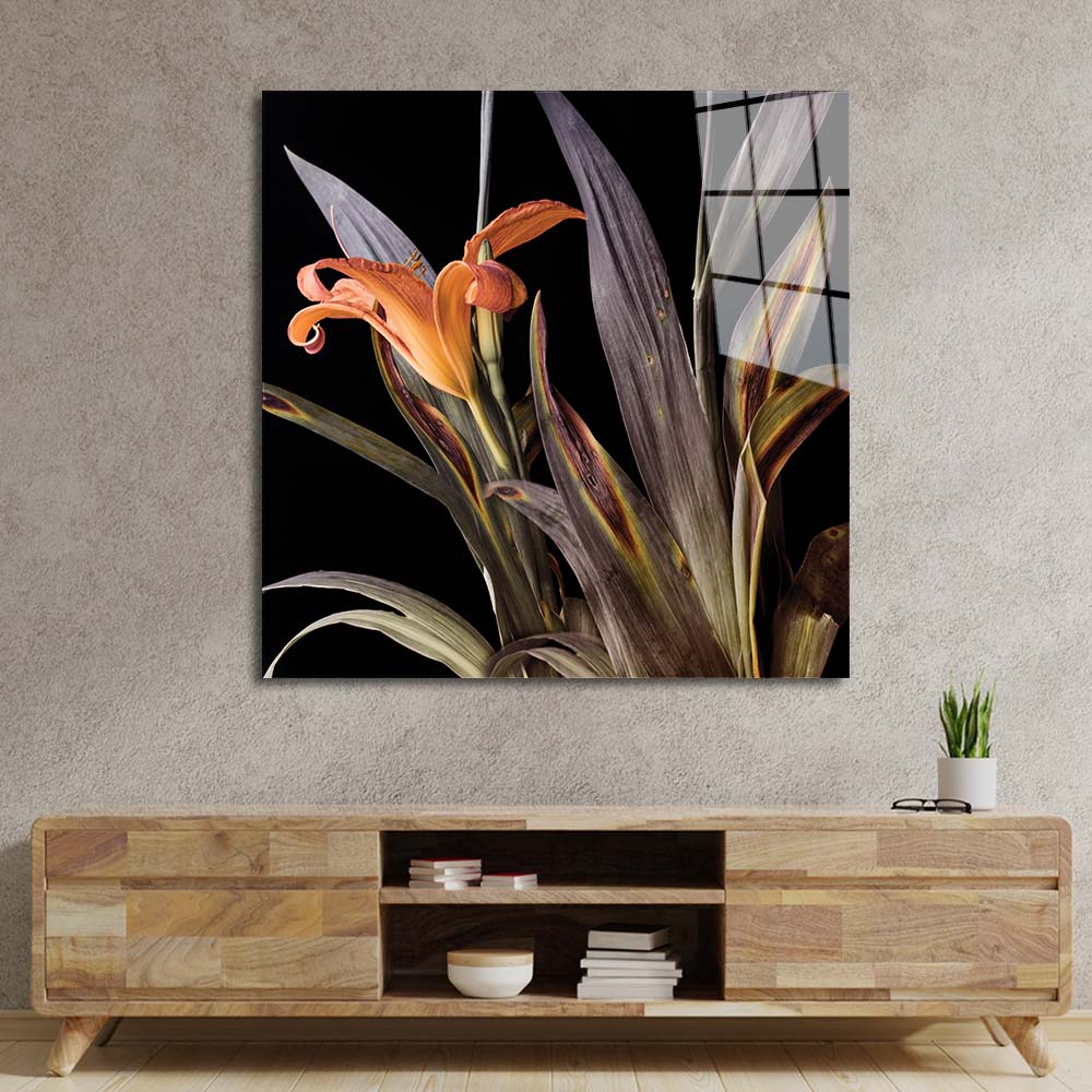 Orange Lily Glass Wall Art