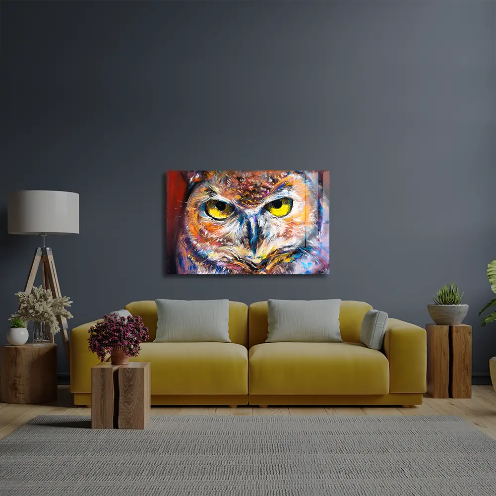 Owl Portrait Glass Wall Art