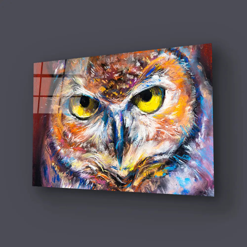 Owl Portrait Glass Wall Art