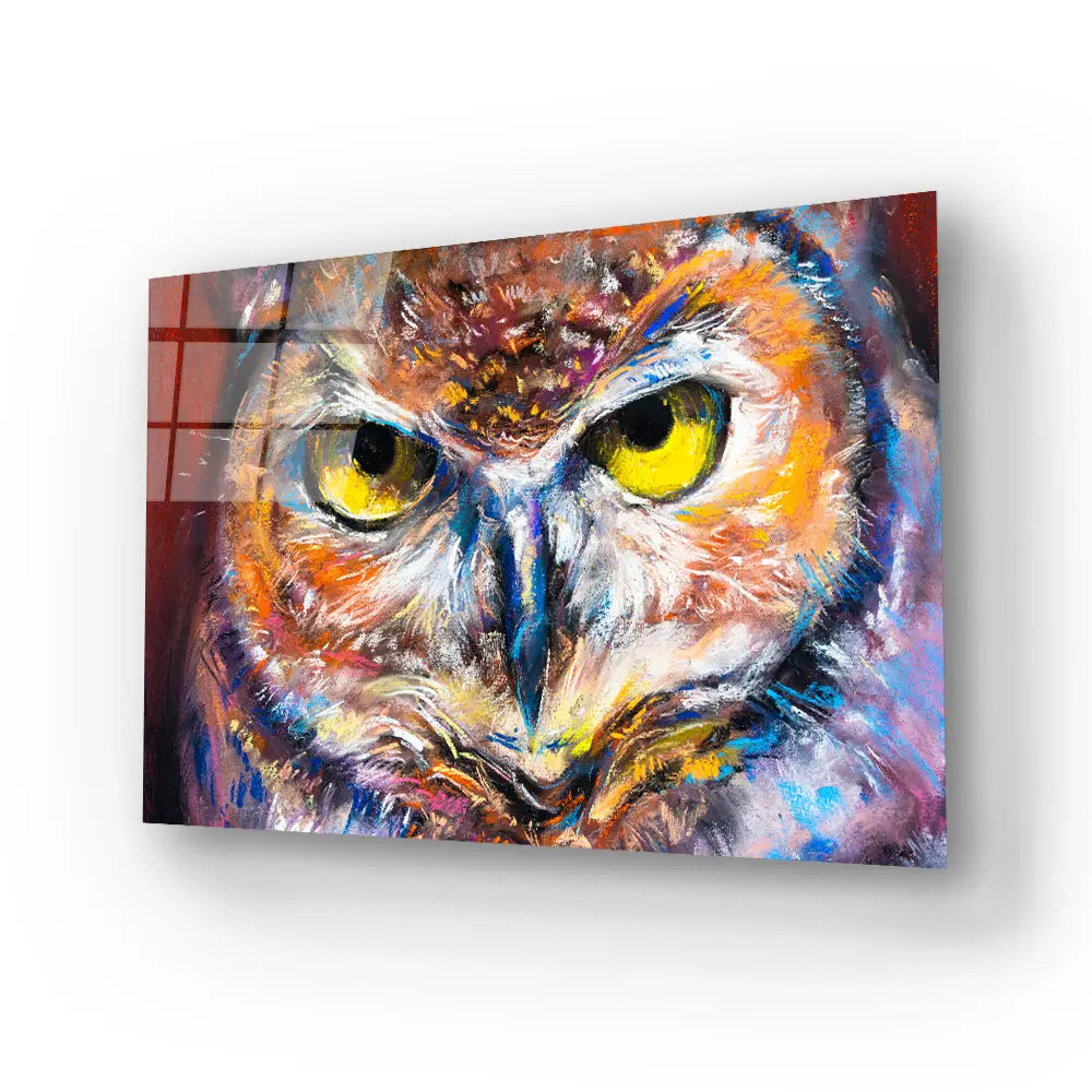 Owl Portrait Glass Wall Art