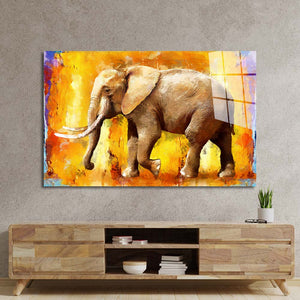 Painted Elephant Glass Wall Art
