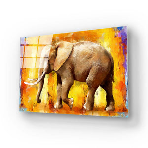 Painted Elephant Glass Wall Art