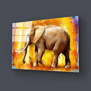 Painted Elephant Glass Wall Art