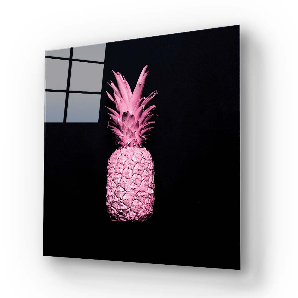 Pink Pineapple Glass Wall Art