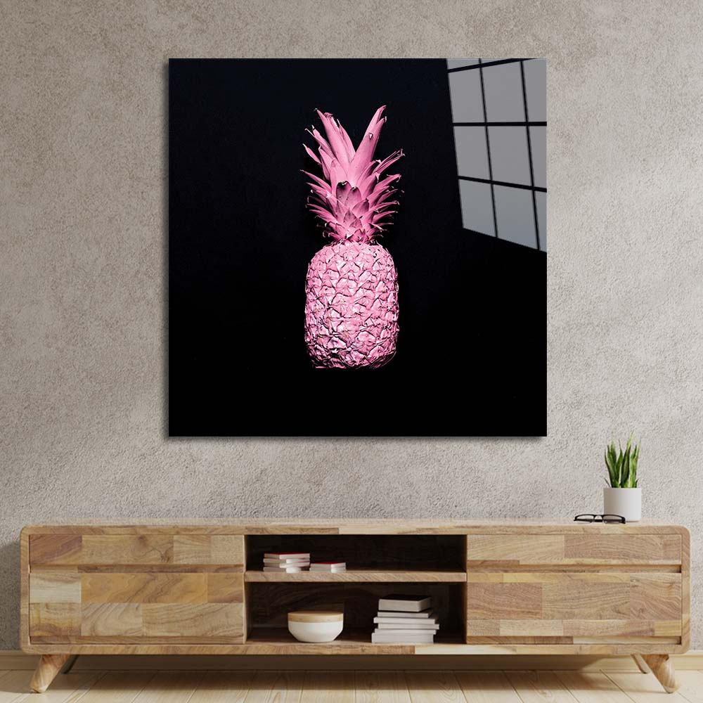 Pink Pineapple Glass Wall Art