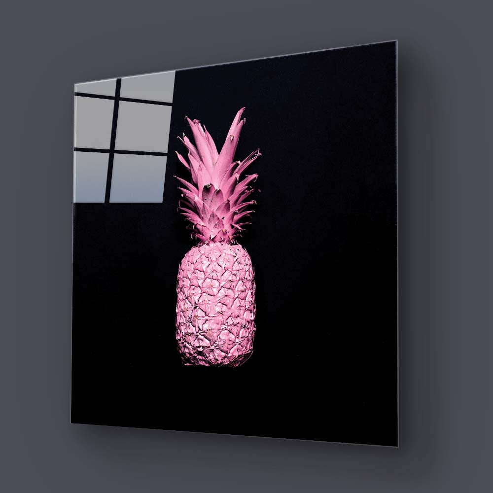 Pink Pineapple Glass Wall Art