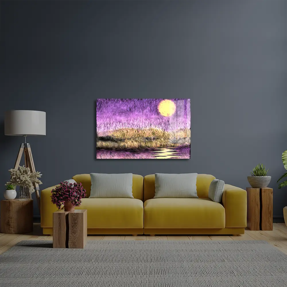 Purple Sunset Glass Wall Art