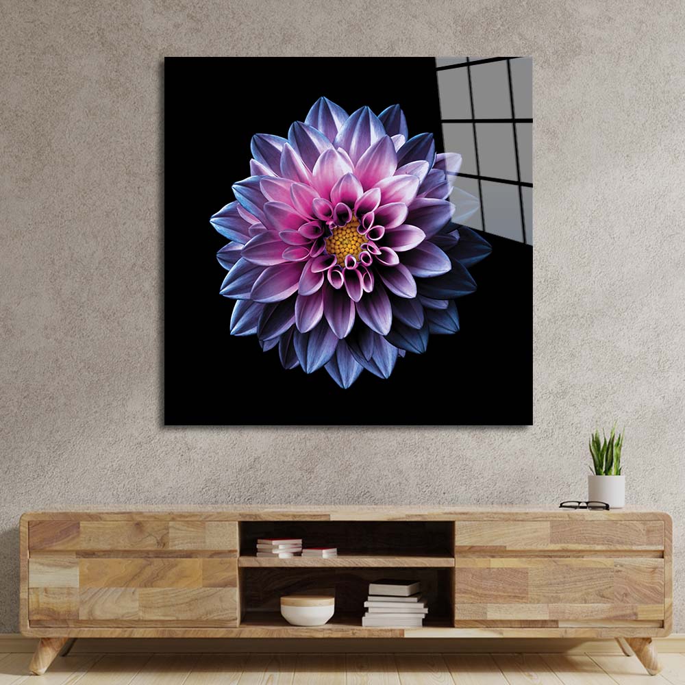 Purple Dahlia Glass Wall Art