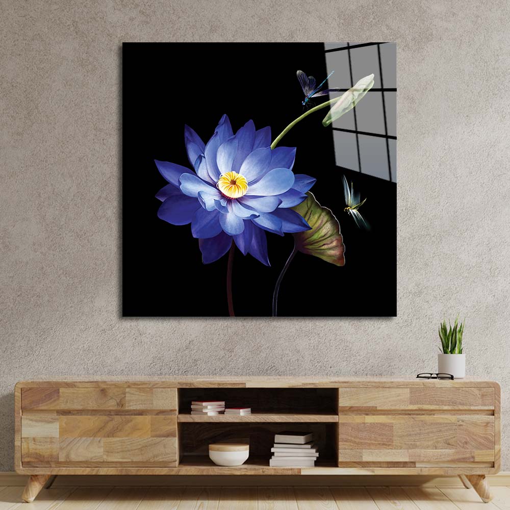Purple Lotus Glass Wall Art