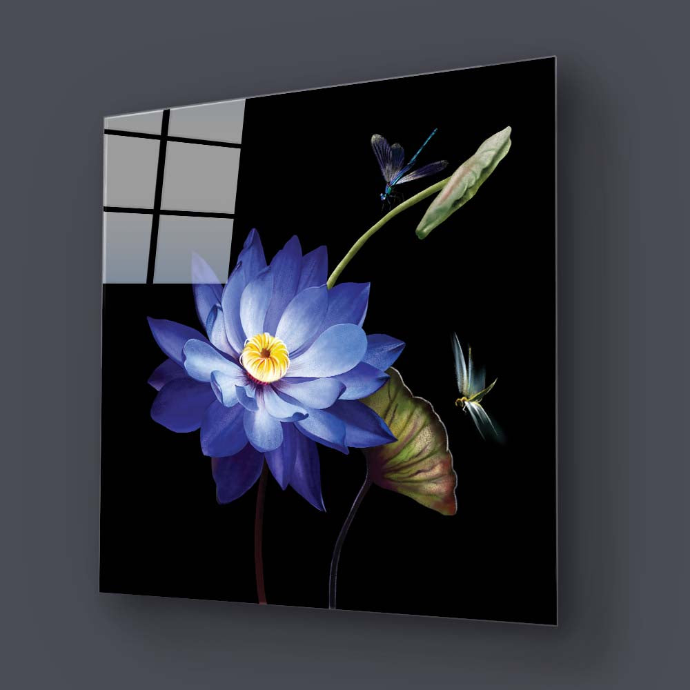 Purple Lotus Glass Wall Art