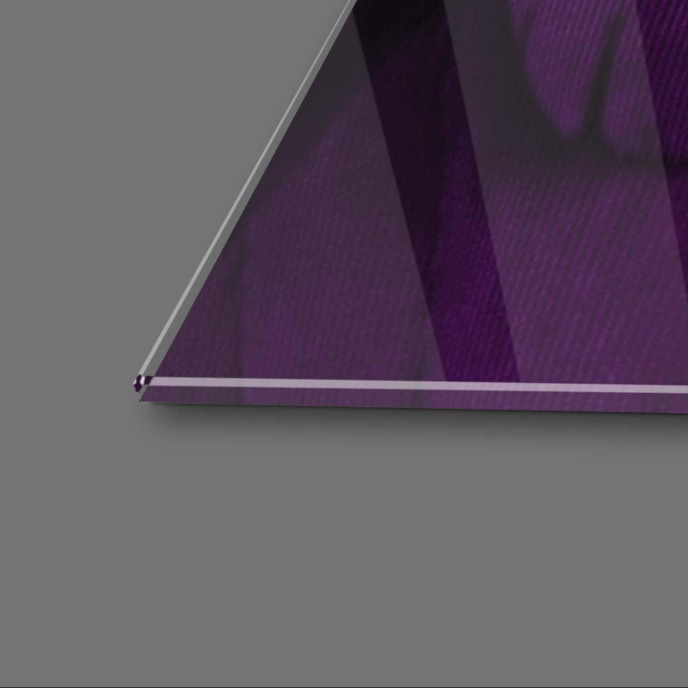 Purple Macaw Feathers Macro Photograph Glass Wall Art