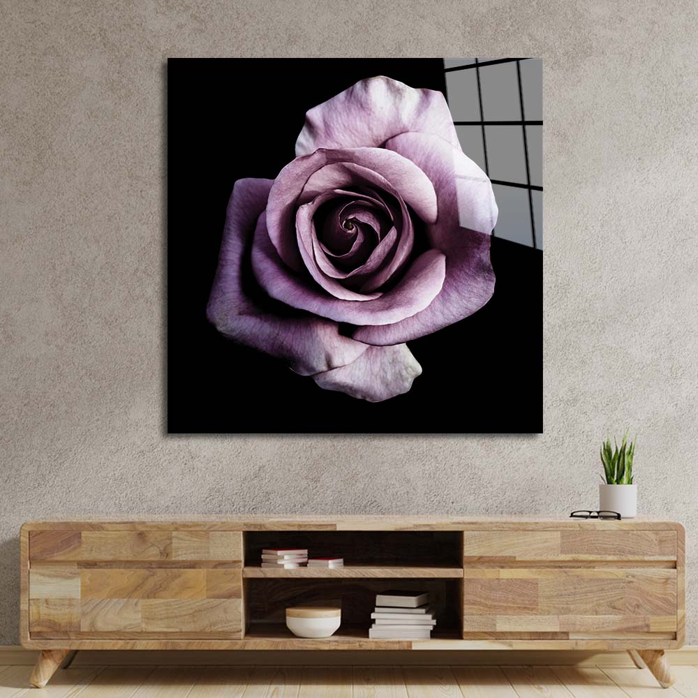 Purple Rose Glass Wall Art