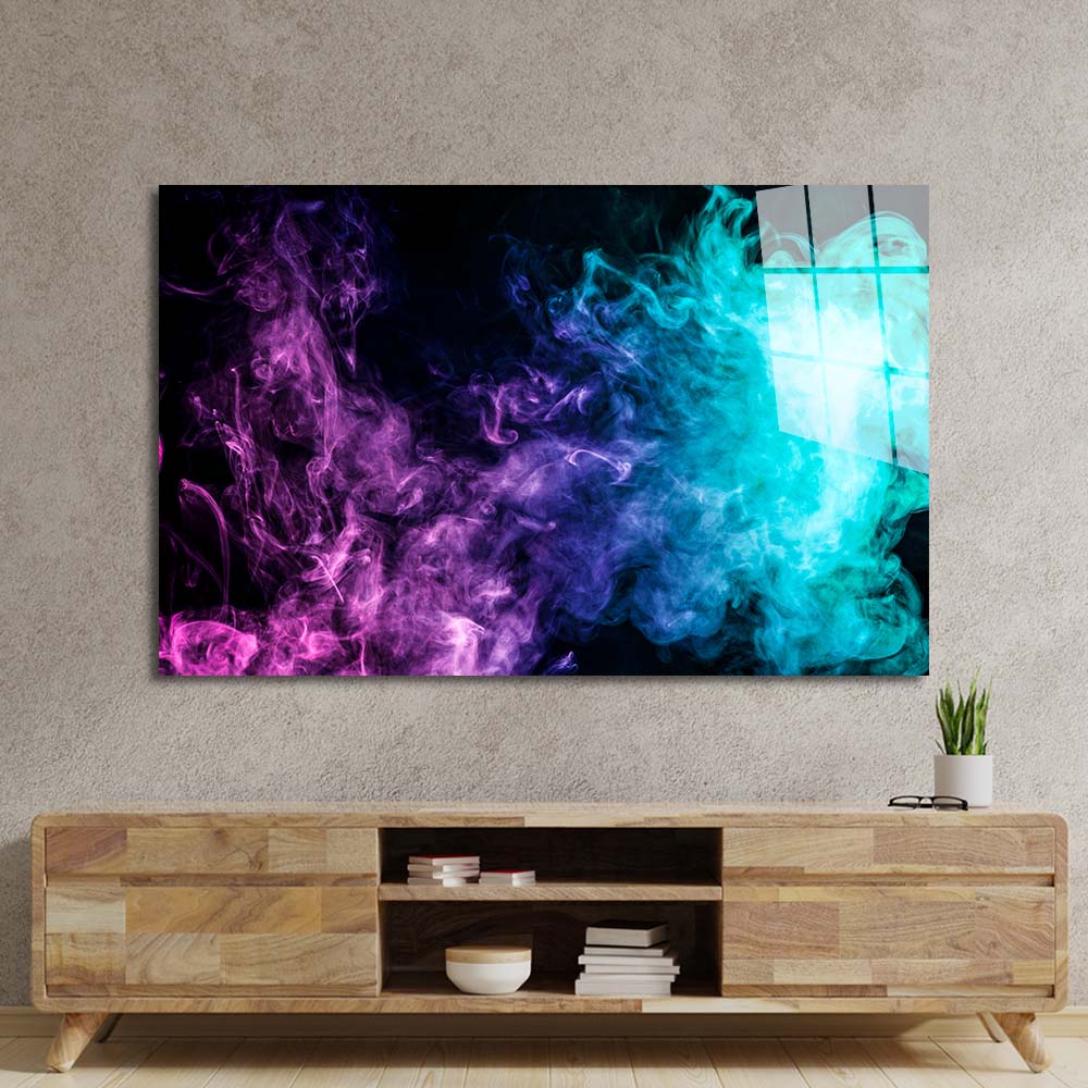 Purple and Blue Smoke Glass Wall Art