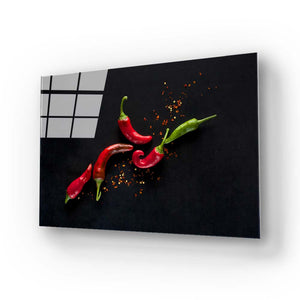 Red Chillies Glass Wall Art
