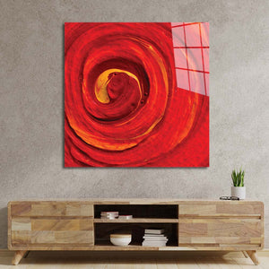 Red Paint Spiral Glass Wall Art