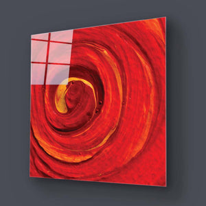 Red Paint Spiral Glass Wall Art