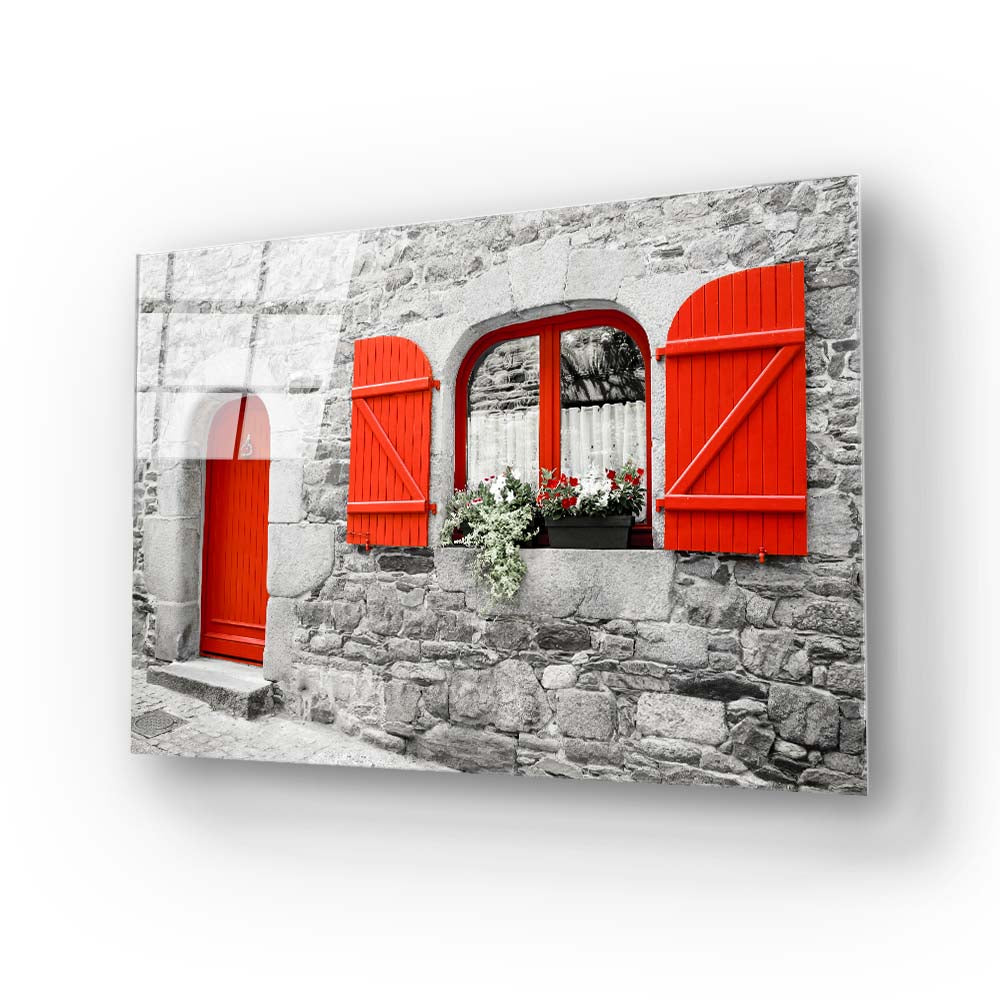Red Window Glass Wall Art