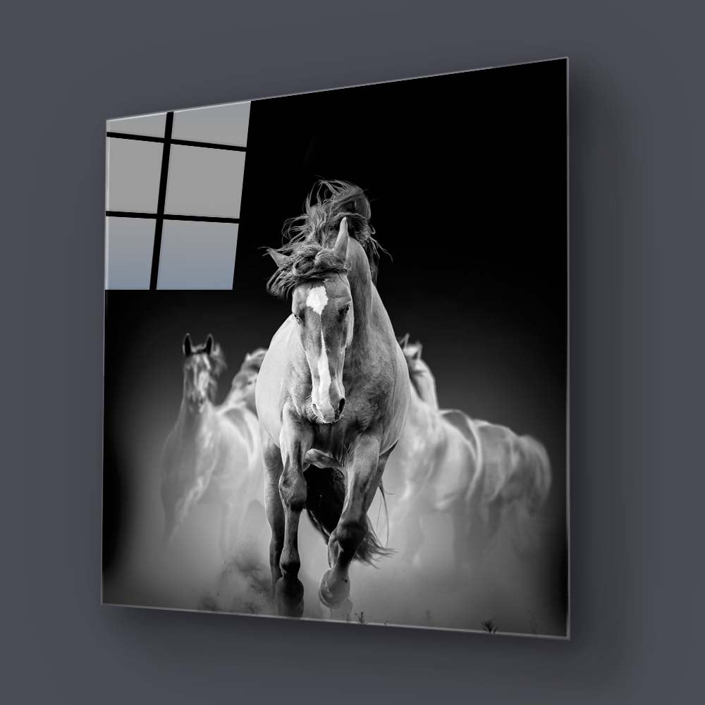 Running Horses Glass Wall Art