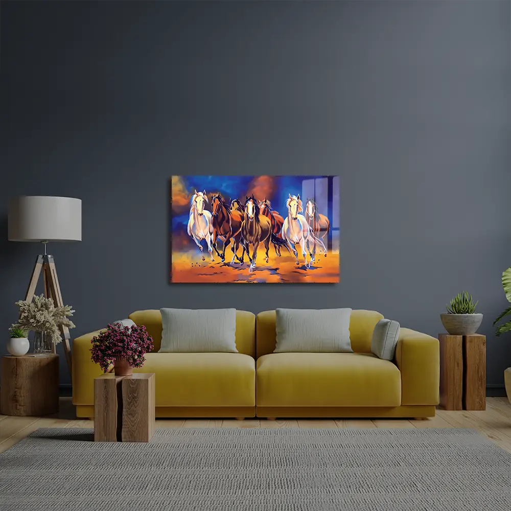 Seven Horse Glass Wall Art