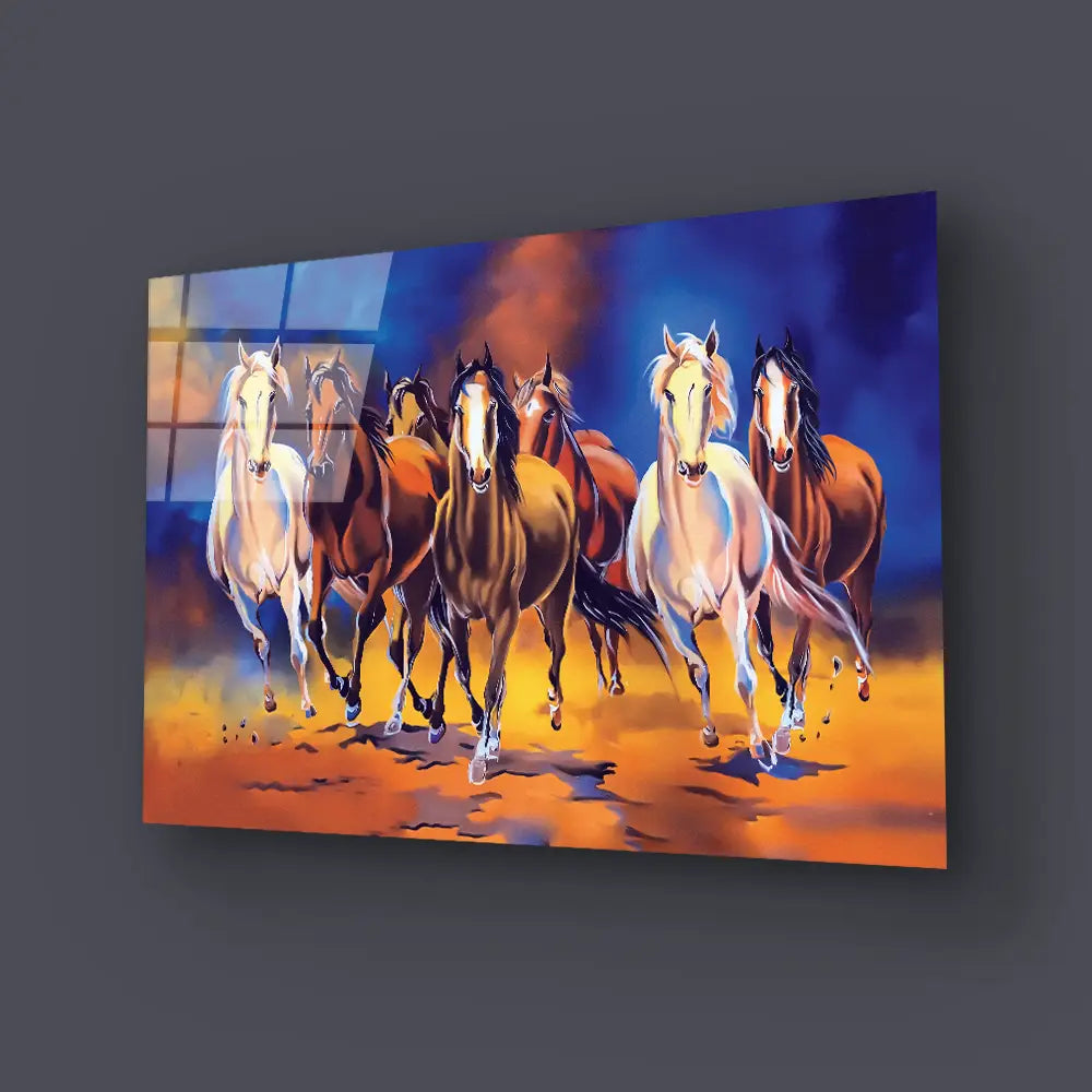 Seven Horse Glass Wall Art