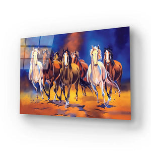 Seven Horse Glass Wall Art
