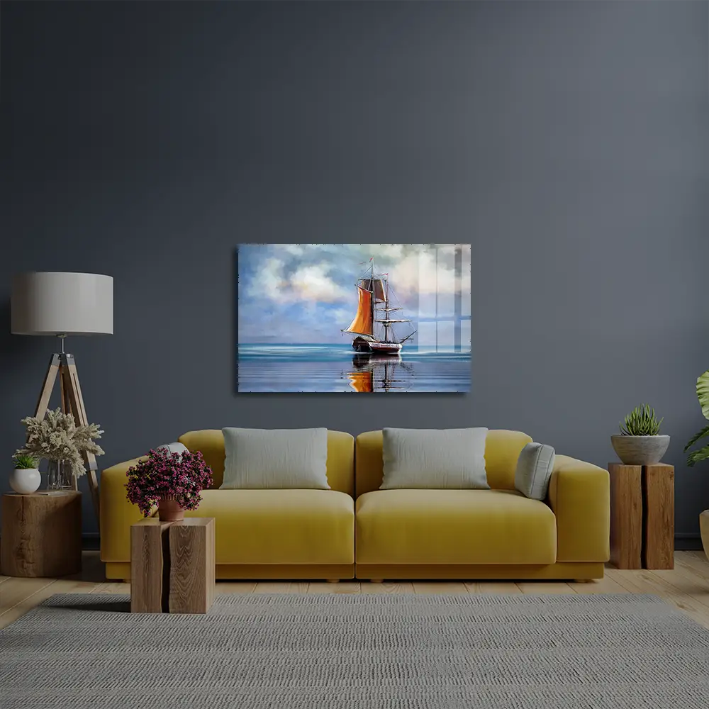 Ships Boats Fisherman Glass Wall Art