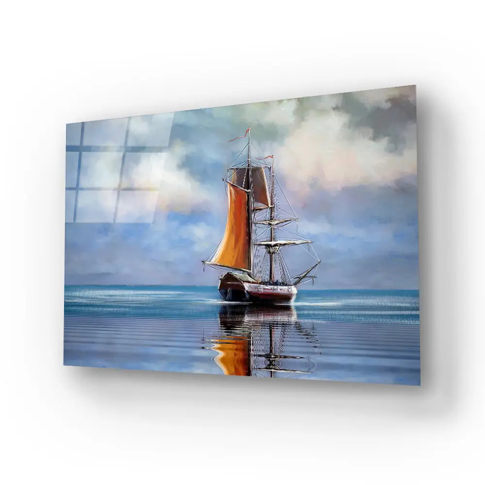 Ships Boats Fisherman Glass Wall Art