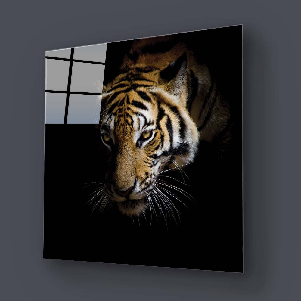 Side-Facing Tiger Glass Wall Art