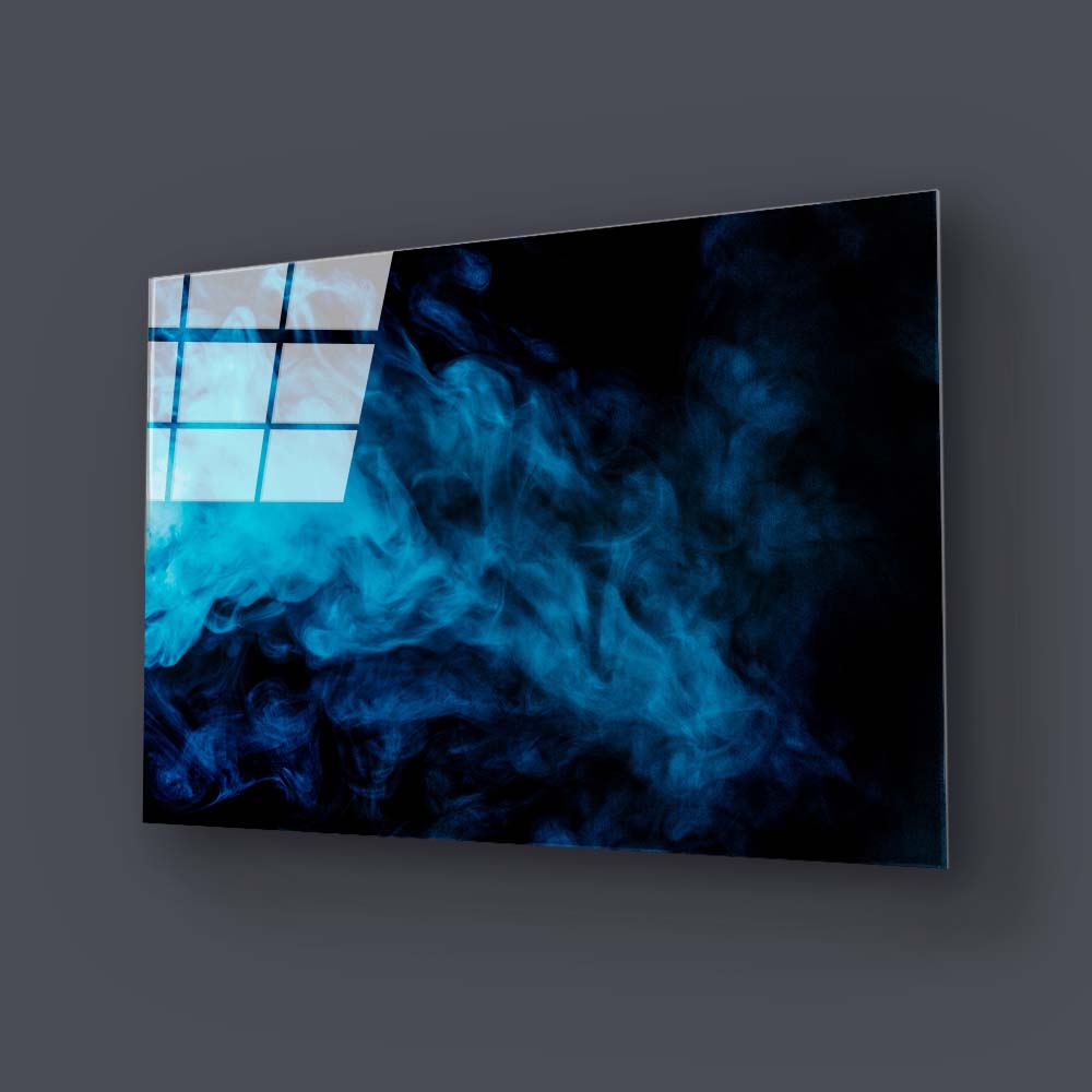 Smoke Effect Black and Blue Glass Wall Art