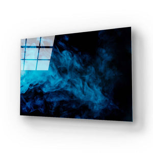 Smoke Effect Black and Blue Glass Wall Art