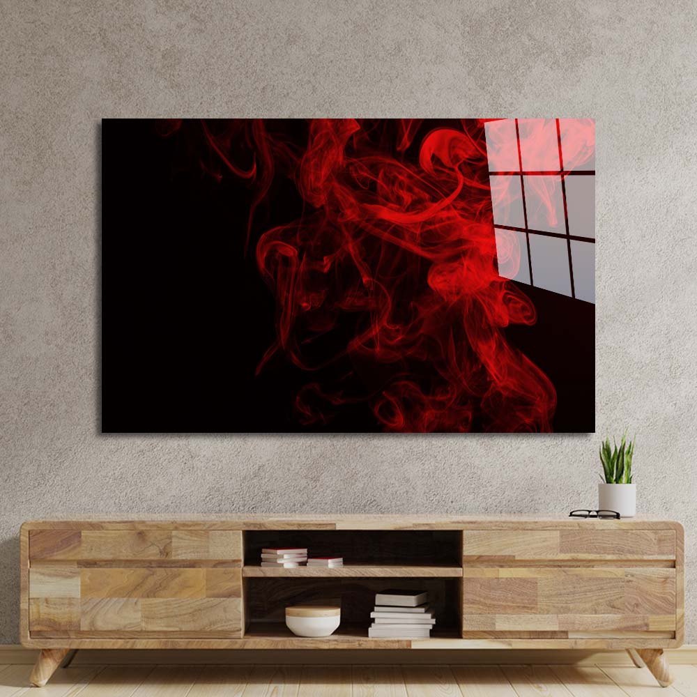 Smoke Effect Black and Red Glass Wall Art