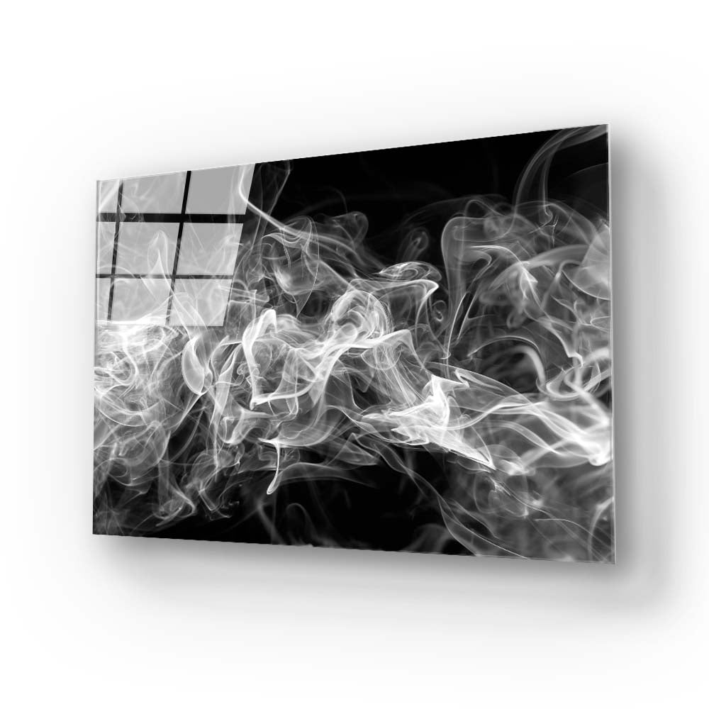Smoke Effect Black and White Glass Wall Art