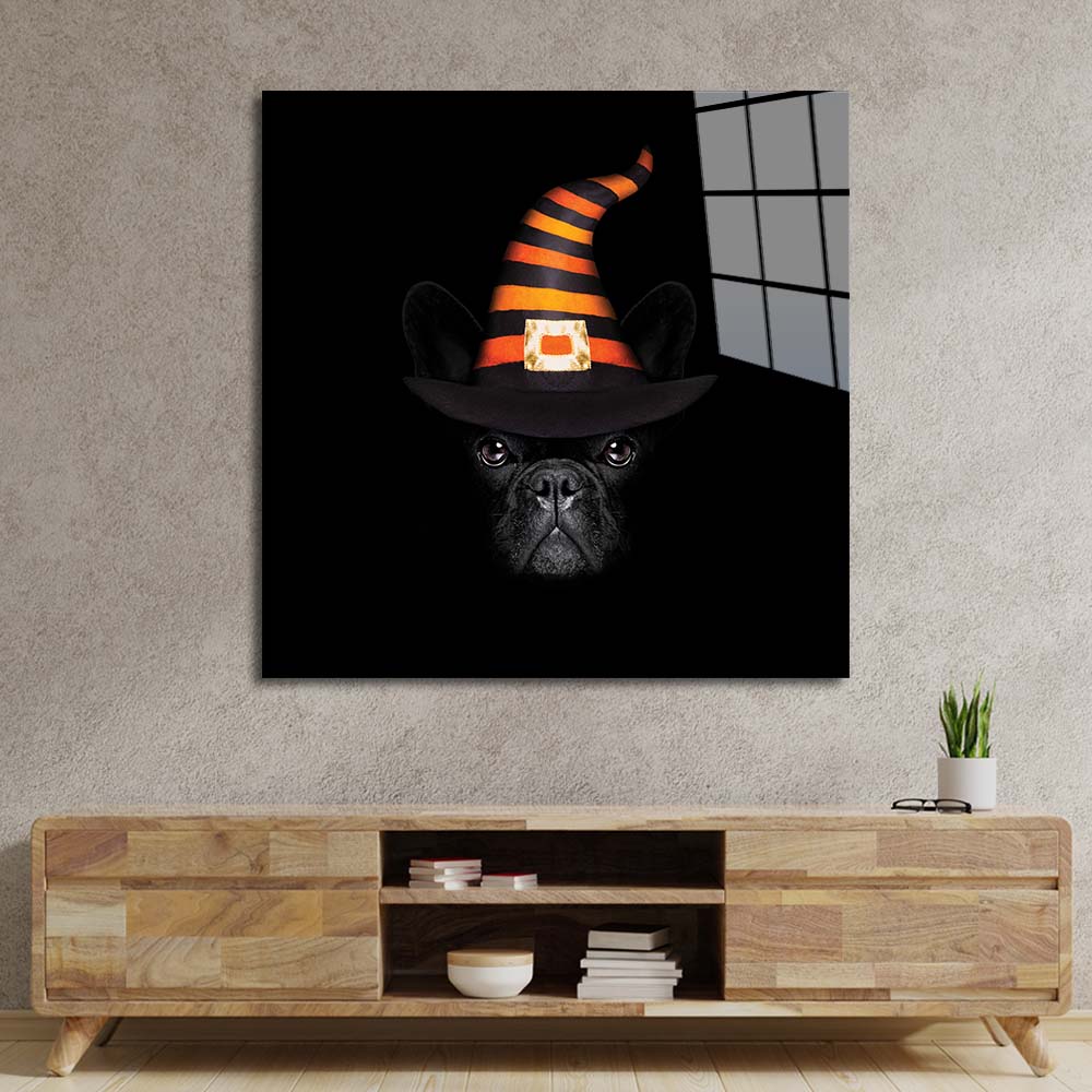 Spooky Pug Glass Wall Art