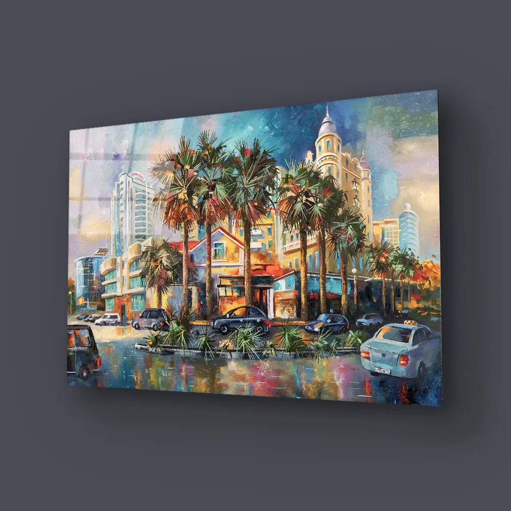 Street After Rain Beloved City Sochi Glass Wall Art
