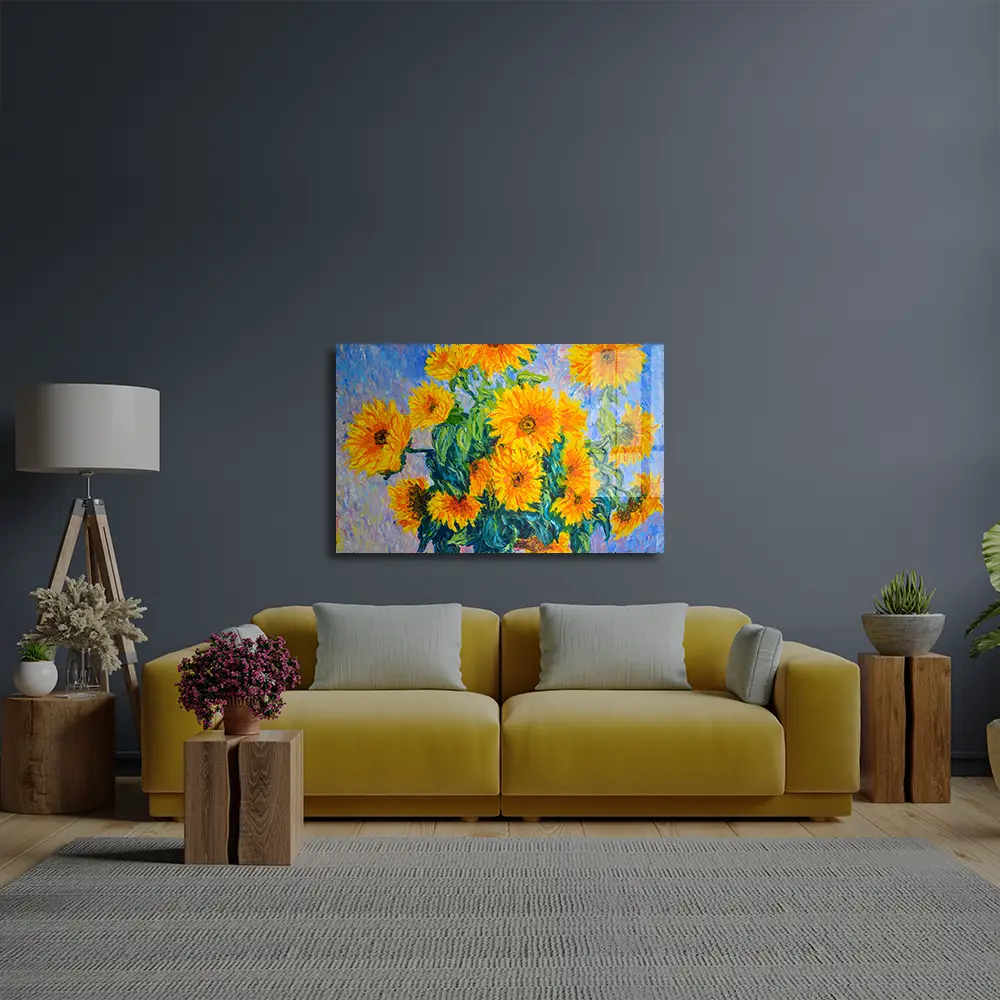 Sunflowers C MONET Glass Wall Art