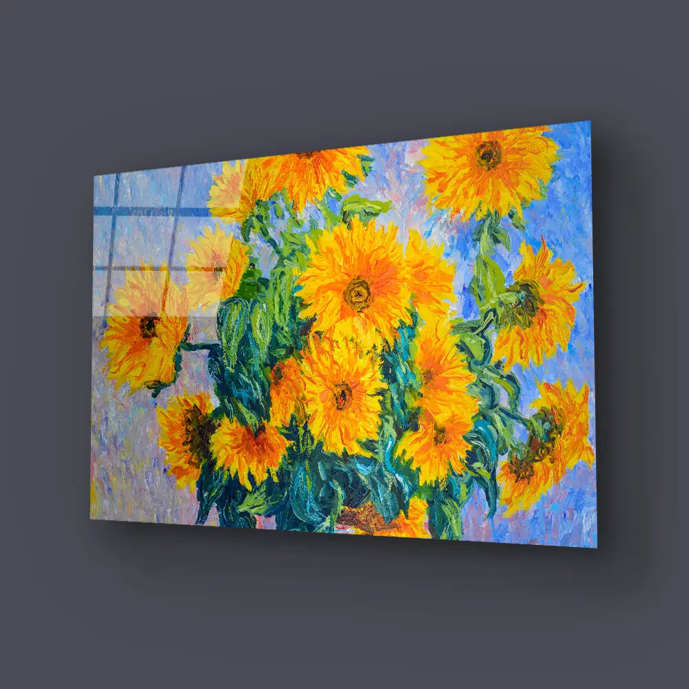 Sunflowers C MONET Glass Wall Art