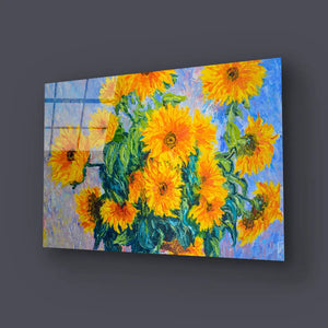 Sunflowers C MONET Glass Wall Art