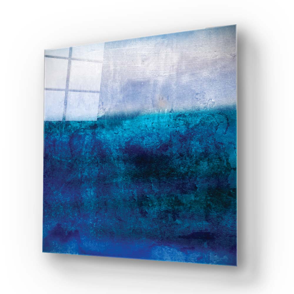 Textured Shades of Blue Glass Wall Art