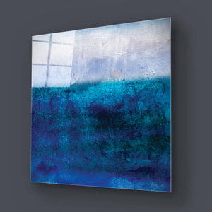 Textured Shades of Blue Glass Wall Art