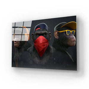 Three Wise Monkeys Glass Wall Art