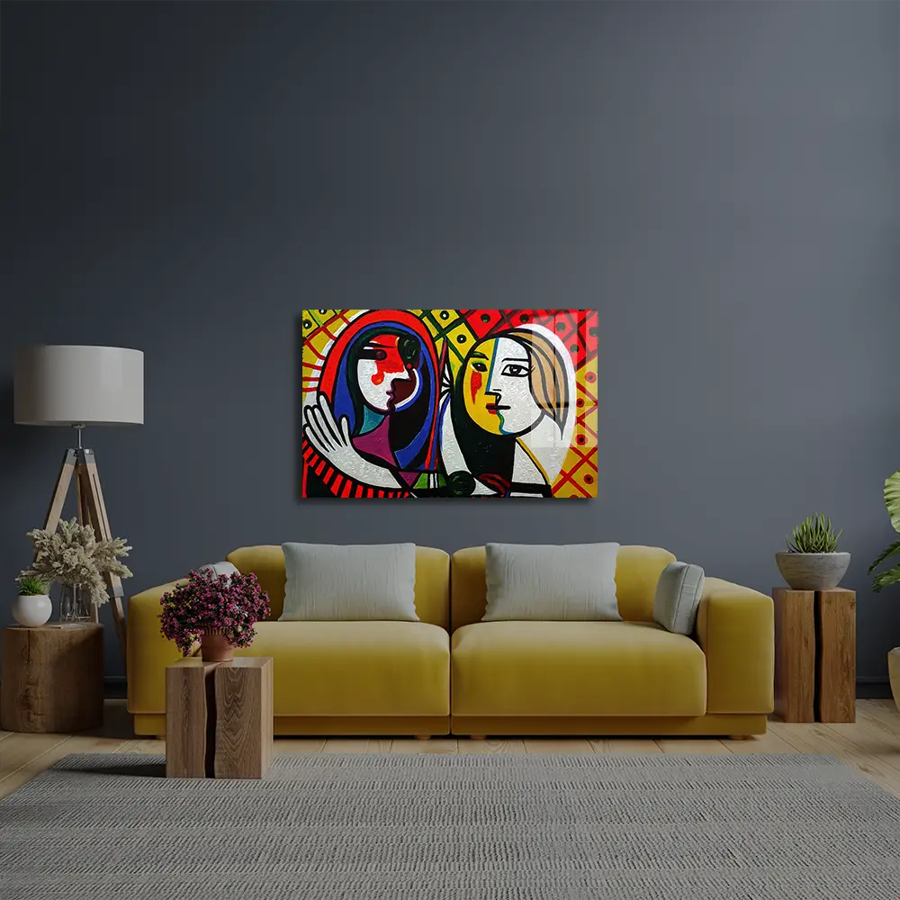 Triangle Curve Square Circle Male Female Glass Wall Art