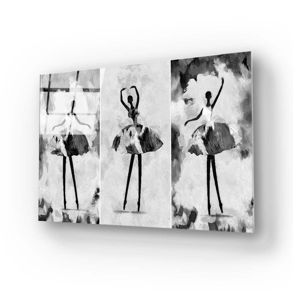 Trio of Ballerina Silhouettes Glass Wall Art